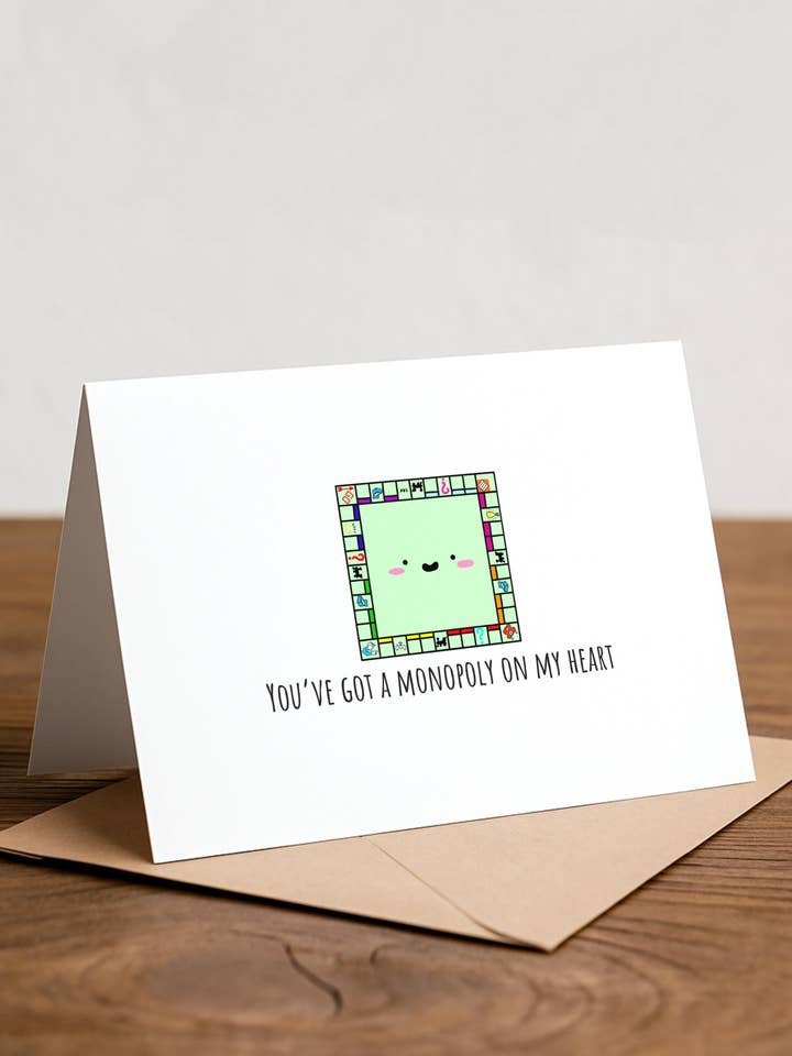 Carte d'Amour Monopoly - Anniversaire, Anniversaire, Carte de Vœux pour la vente par Chewy Lemon Studio
