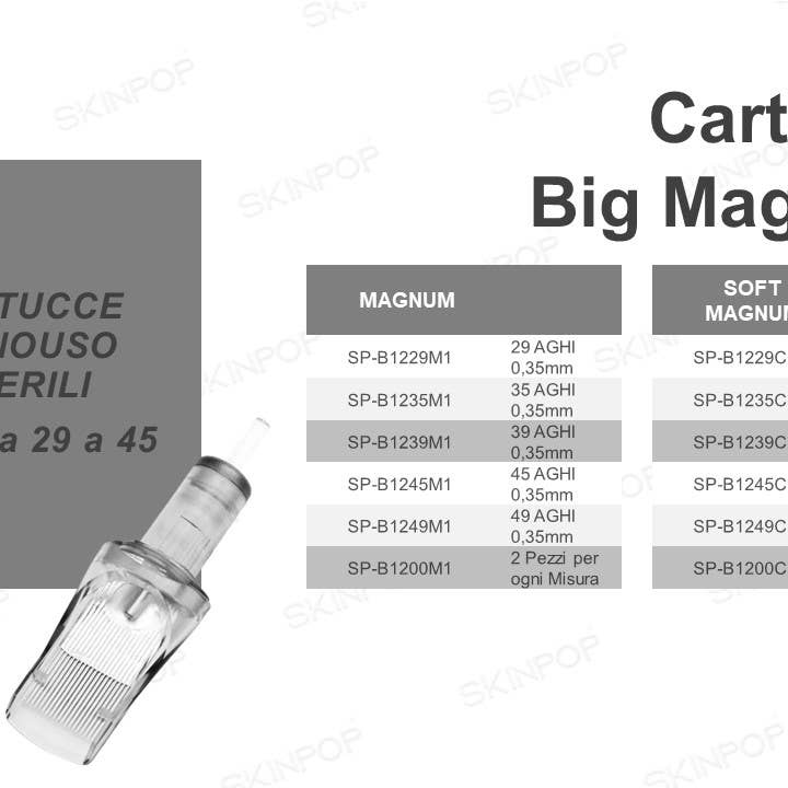 SKINPOP - Wholesale Temporary Tattoo - Skinpop Big Magnum Cartridge - Curved Magnum Long Taper