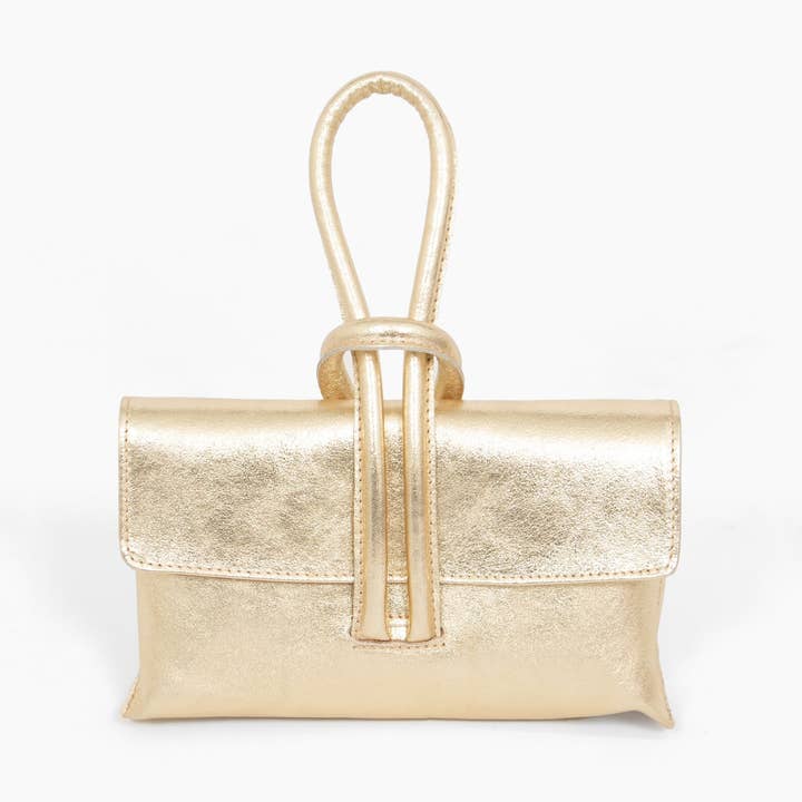 Bolso de Mano Trixie de Cuero Italiano - Oro, Metálico para venta al por mayor de Sarta Pelle