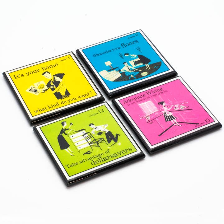 Mid Century Retro Homemaker Coaster Set for wholesale by Cheltenham Road