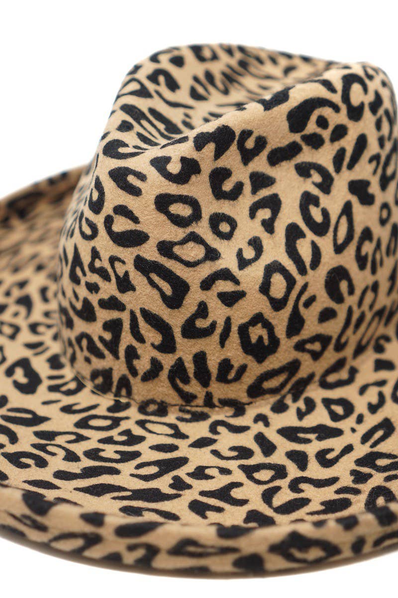 Olive & Pique - Wholesale Fedora - Unisex - OWEN - 100% Wool Felt Pencil Brim Rancher, Leopard2