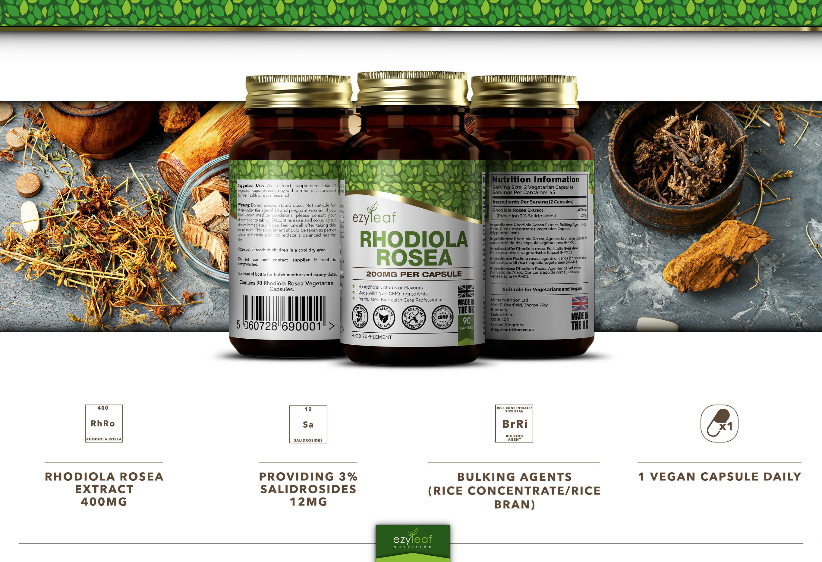 Focus Supplements – wholesale Oral supplement/vitamin – Rhodiola Rosea 200mg 90 Capsules4