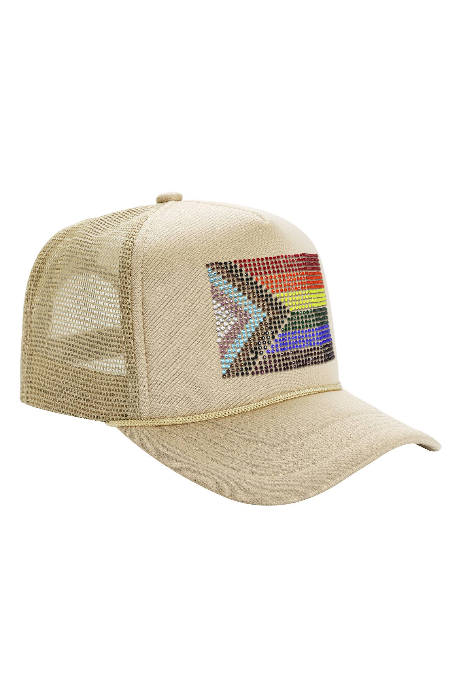 Cap Zone - Wholesale Trucker Hat - Unisex - Bling Rainbow Pride Flag Sponge Trucker Hat7