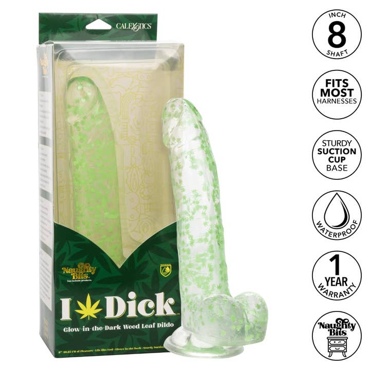 CalExotics - Wholesale Sex Toy - Naughty Bits® I Leaf Dick™ Glow-In-The-Dark Weed Leaf Dildo