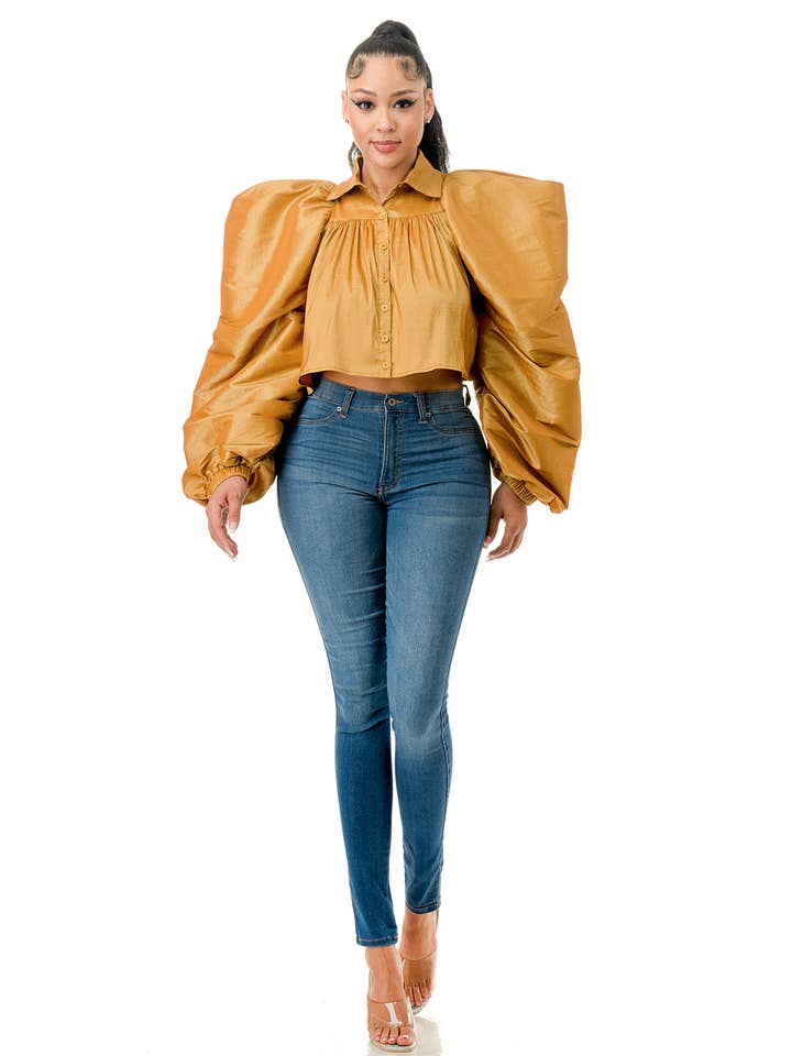 Namatt Design - Wholesale Blouse - Dames - Reguliere Ballon Lange Mouwen Uitlopende Shirts Crop Top9