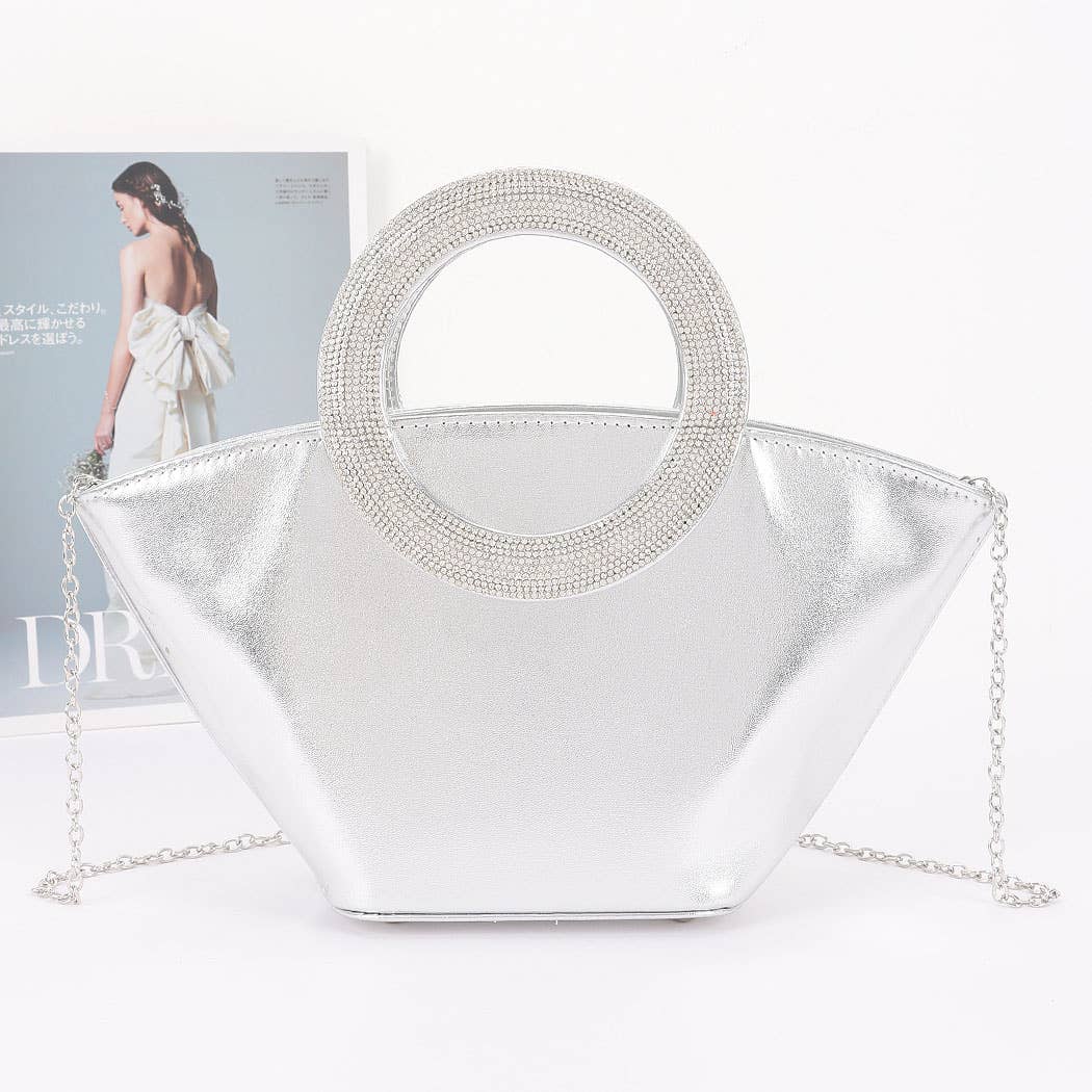 3AM BY H&D ACCESSORIES – Großhandel Clutch – Damen – Metallic Kunstleder Clutch mit Strassgriff6