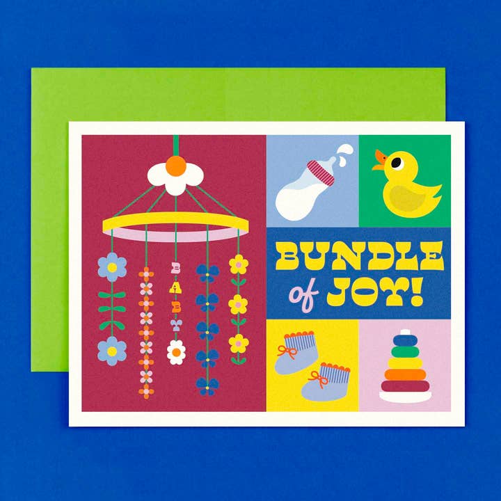 Baby Block / Bundle of Joy Colorblock New Baby Card for wholesale by My Darlin'