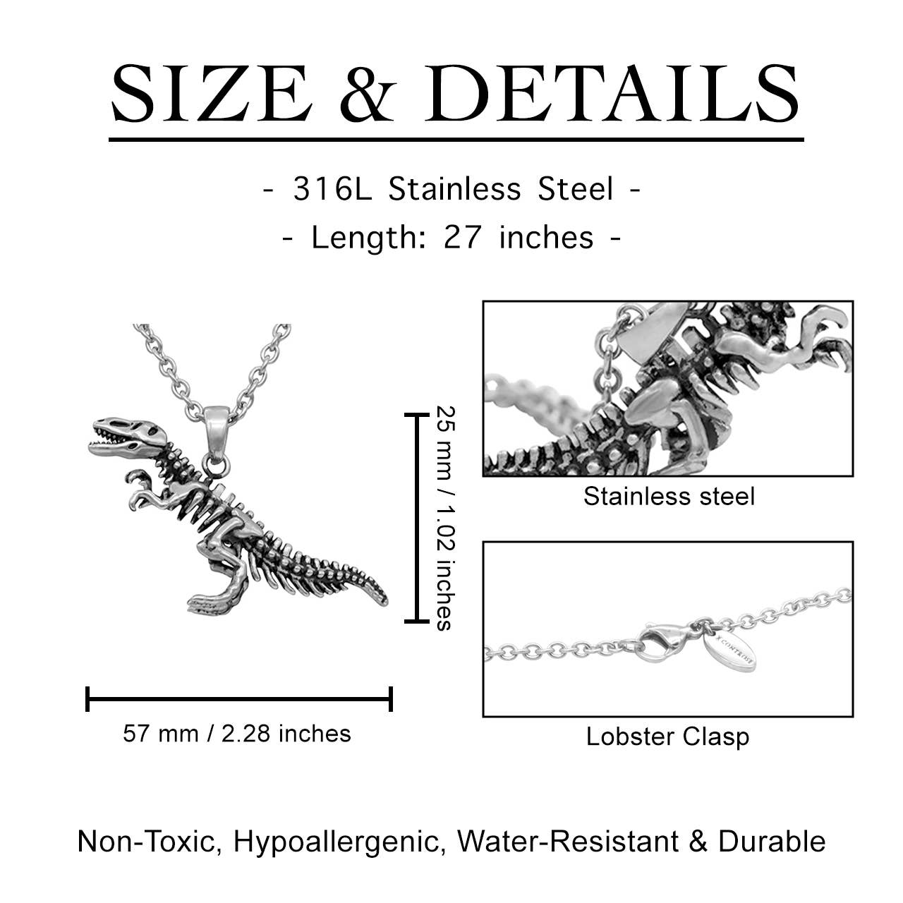 Controse – Großhandel Kette mit Anhänger/Charm – Controse Dinosaurier-Halskette mit T-Rex-Skelettanhänger1