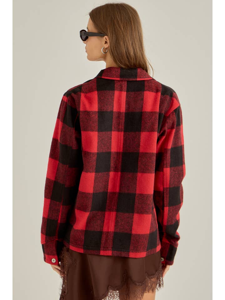 Red Black Winter flannel workwear jacket for wholesale on Faire6