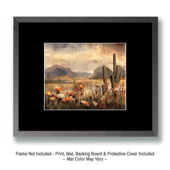 Mowbi - Wholesale Art Print - Sonoran Desert Wildflowers Southwestern Landscape Art Print - 8"x10" Artwork for 11"x14" Frame1