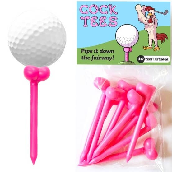 BJ Gag Gifts - Wholesale Gag Gift/Novelty Gift - Cock Tees | Penis Golf Tees - 10 Pack - 2.65" - Pink Plastic