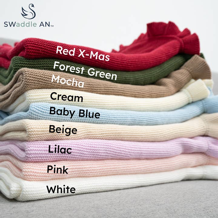 SwaddleAn - Wholesale Bedding Blanket - Kids & Baby - SwaddleAn Ruffled Knit Baby Blanket - Baby Blanket for Girls7