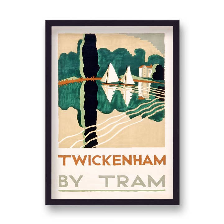 Twickenham By Tram Vintage Graphic Art Advertising Print for wholesale by Gallery Print and Art
