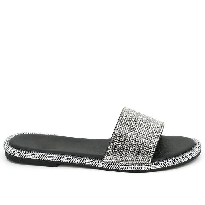 REMOVED BRAND - Vente Sandales – femme - Sandales plates à enfiler en strass à une bande