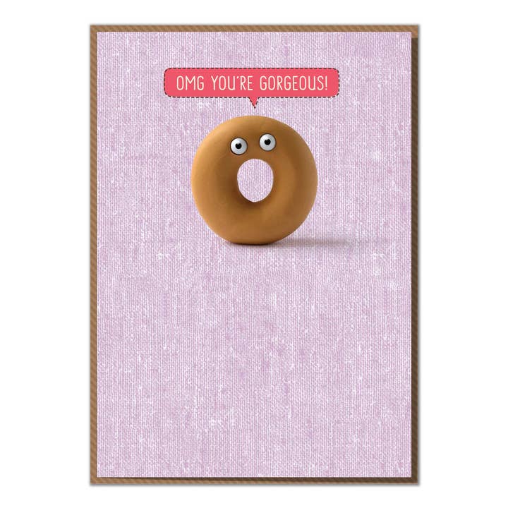 OMG You're Gorgeous! Funny Donut Valentine's One I Love Card for wholesale by Mungo And Shoddy