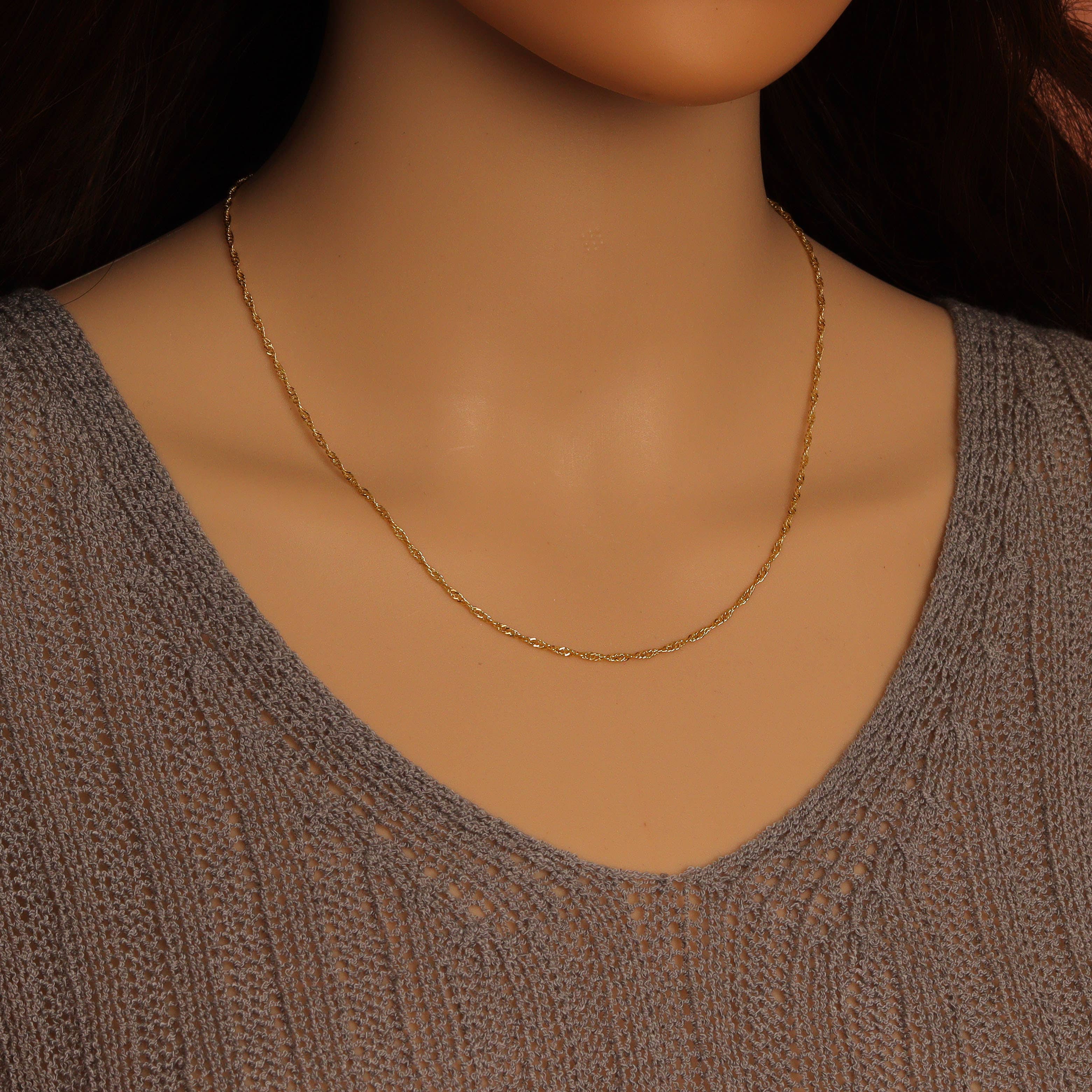 BestBeads&Beyond - Wholesale Link & Chain Necklace - 18K Gold Finished Gold Singapore Chain Necklace, sku#JD053