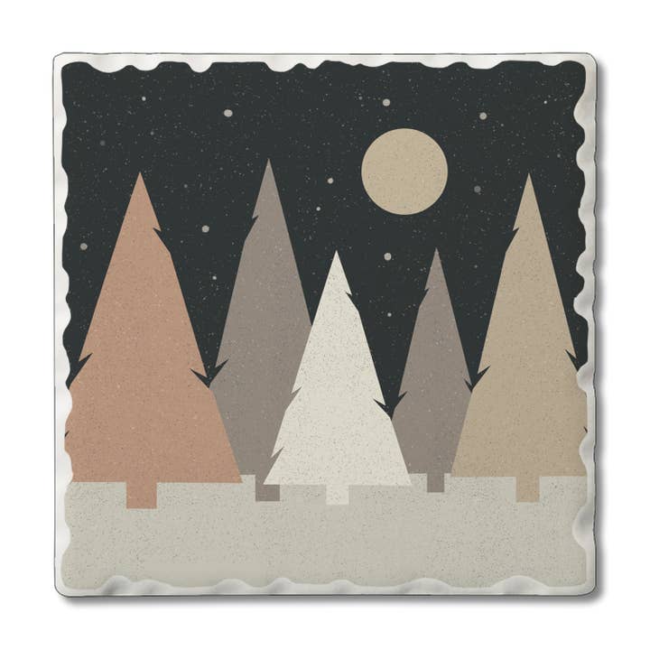 CounterArt/Highland Home/Thirstystone/CoasterStone - Wholesale Coasters - Thirstystone "Neutral Trees" Single Absorbent Stone Coaster