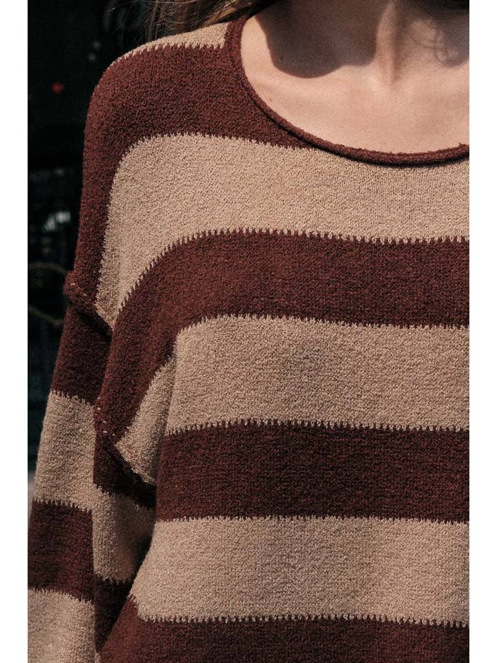 Promesa USA - Wholesale Knit Sweater - Women's - Textured Striped Knit Rolled-Edge Sweater13