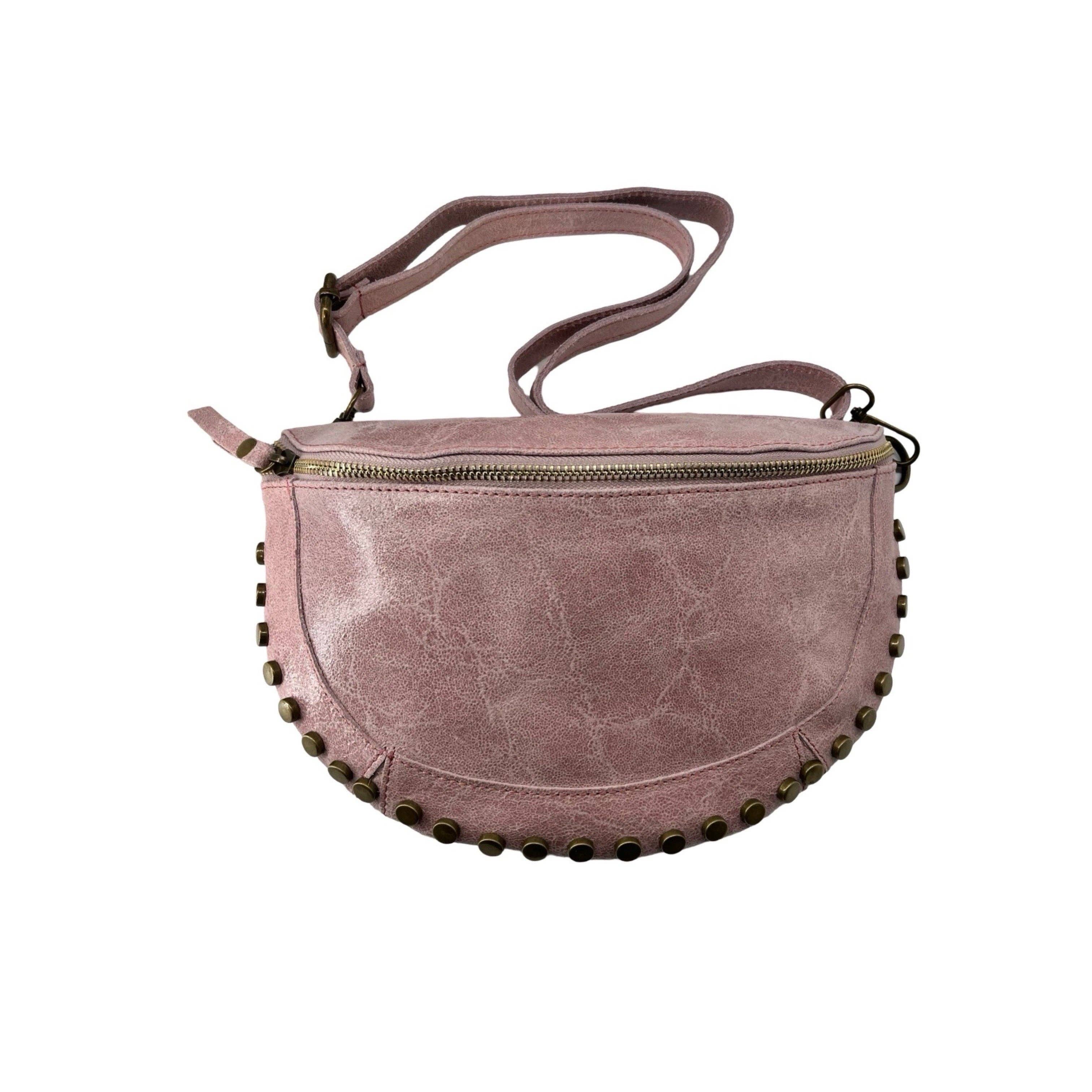 Louisa lee - Vente Sac ceinture – femme - SAC BANANE CUIR BROSSE CLOUTE6