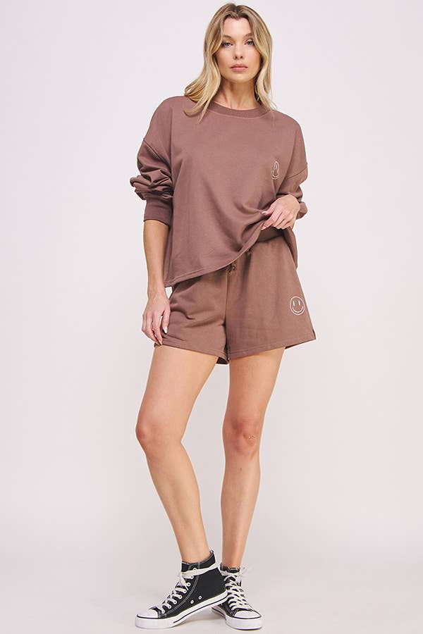 JADE BY JANE - Vendita all'ingrosso Felpa - Donna - FELPA A MANICHE LUNGHE CON GRAFICA HAPPY FACE12