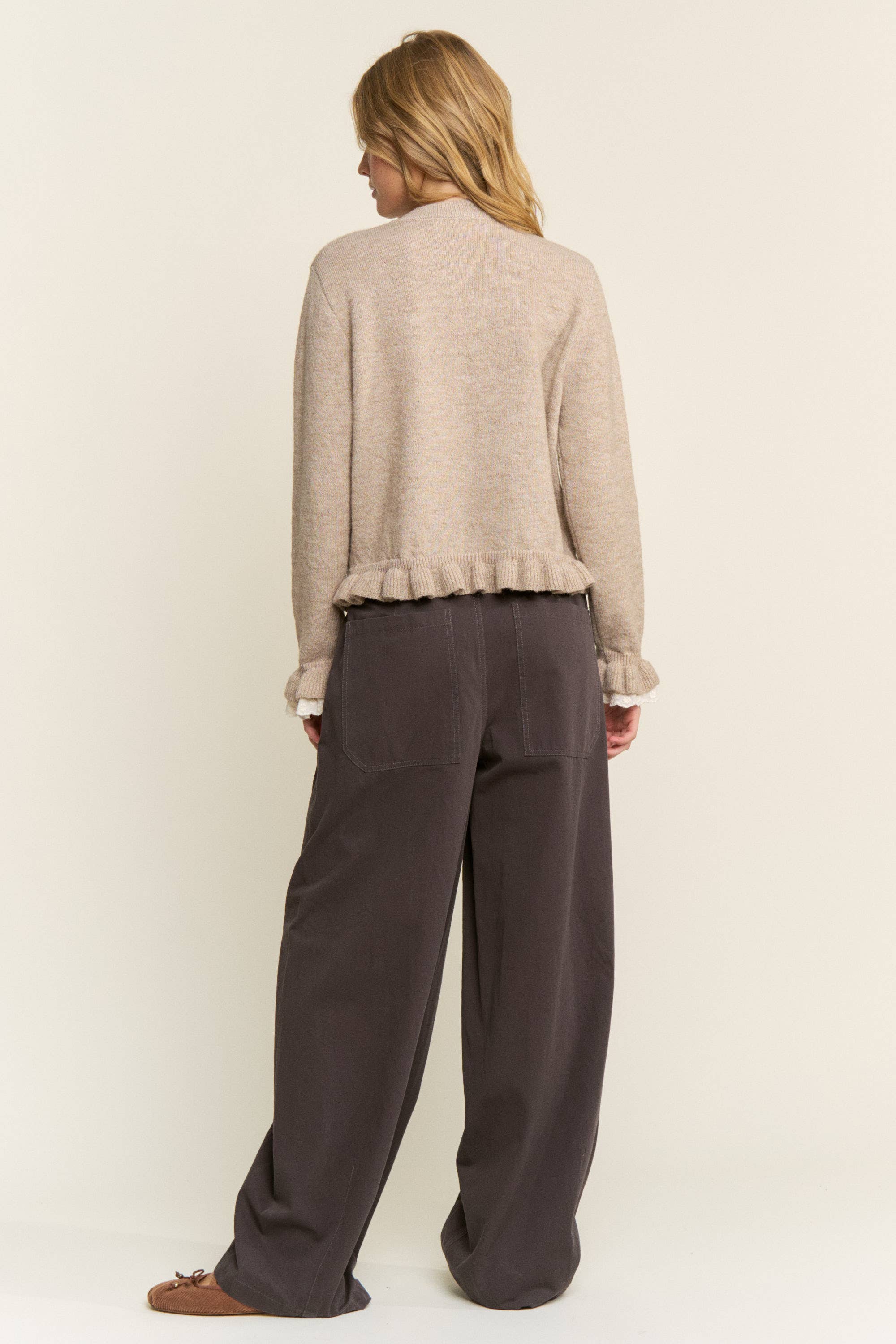 CANDESCENT - Wholesale Cardigan - Women's - Lace Trim Ruffle Hem Cardigan8