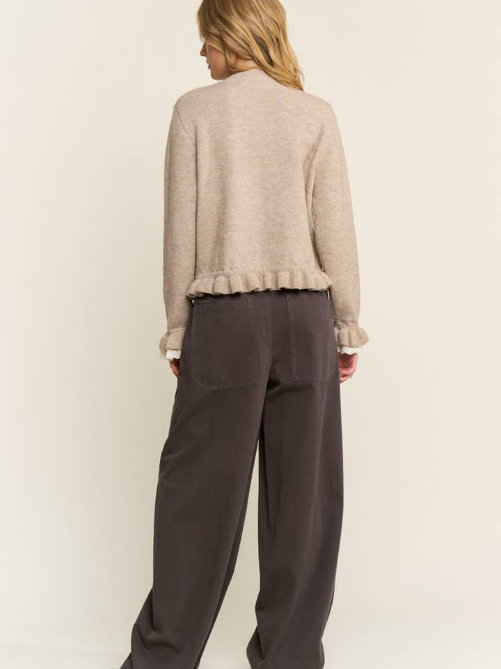 CANDESCENT - Wholesale Cardigan - Women's - Lace Trim Ruffle Hem Cardigan8