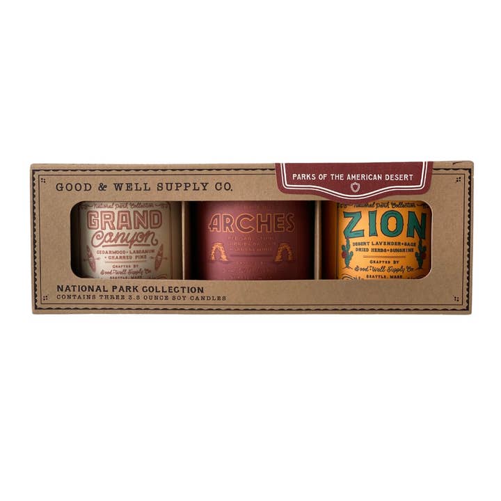 National Parks of the American Desert Mini Candle Gift Set for wholesale by Good & Well Supply Co.