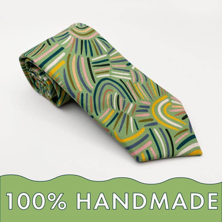 Green Neckties, Desert Rain Storm, Modern Boho Mens Neckties for wholesale by ELSE