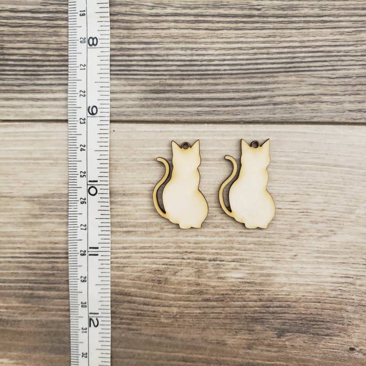Basswood/Birchwood Cat Charm Cutouts in Pairs/Sets for wholesale by The Innovative Tech
