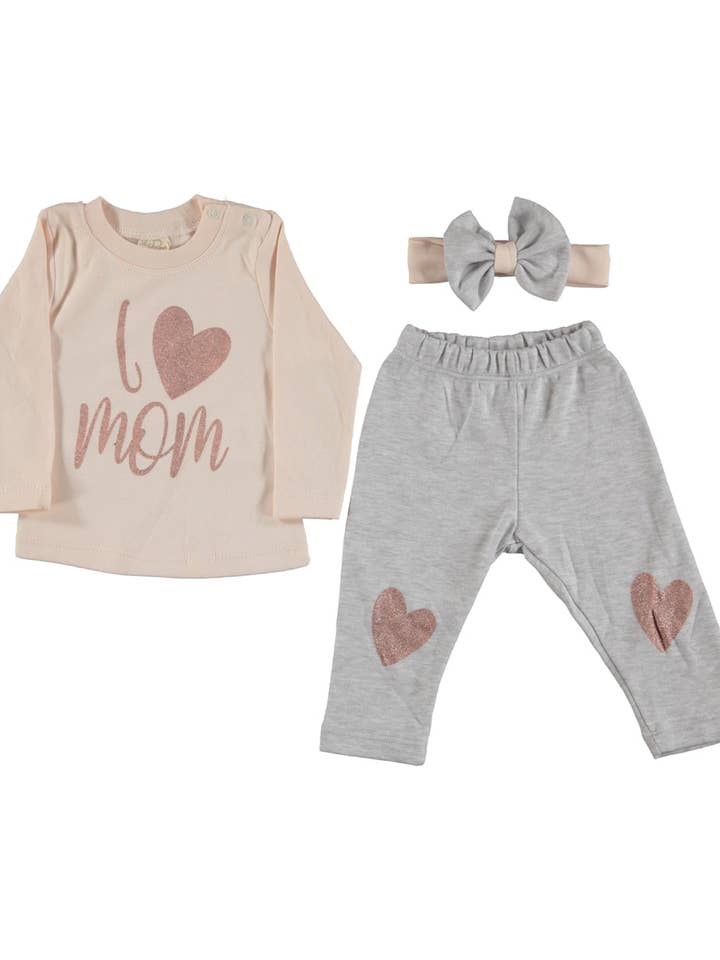 Ensemble I Love Mom Baby Girl pour la vente par Boom Bam
