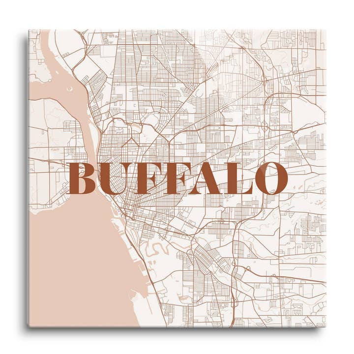 Modern Minimalist New York Buffalo M|8x8 Glass Plaque for wholesale by Love Local