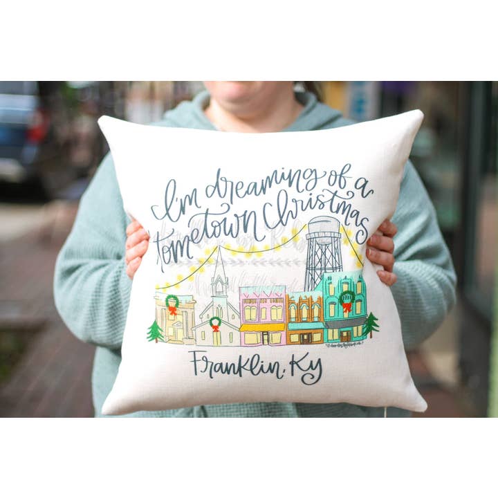 I'm Dreaming of a Hometown Christmas - Custom Town Square Pillow for wholesale by Doodles By Rebekah