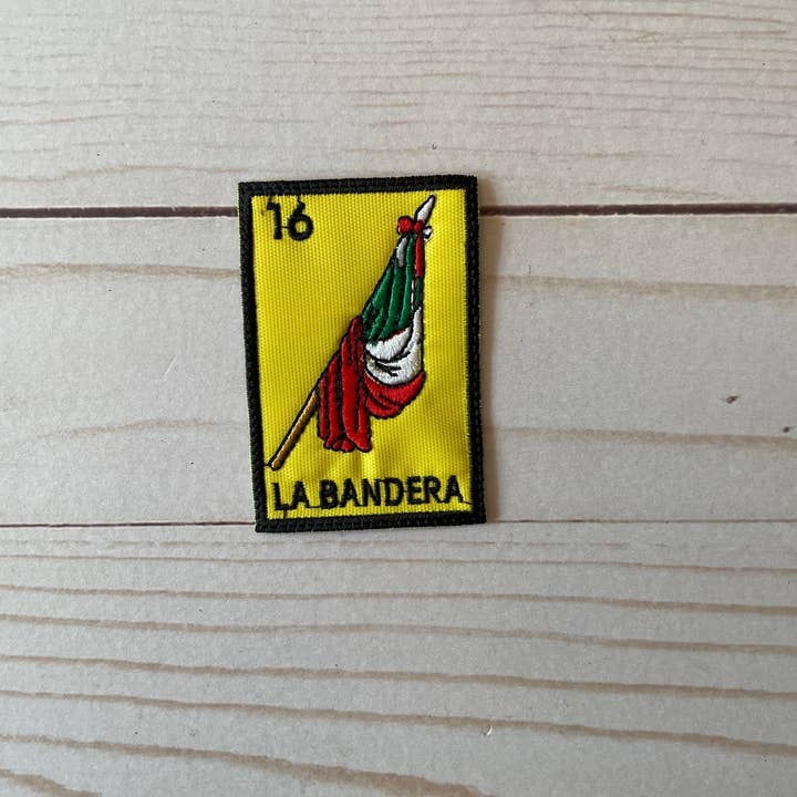 Iron On La Bandera Loteria Mexico Embroidered Patch for wholesale by Viva Greetings