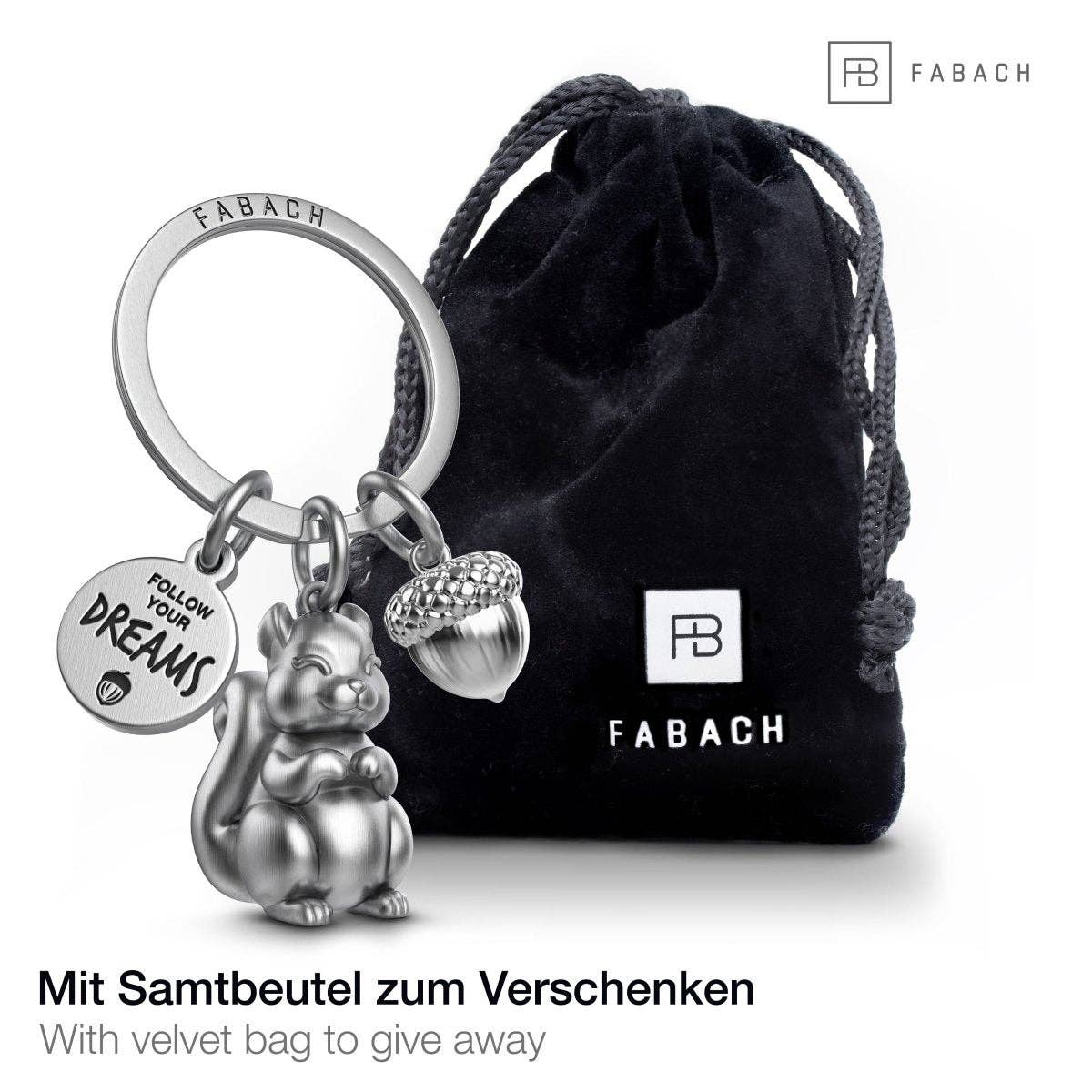 FABACH – Die Schlüsselanhänger-Schmiede - Wholesale Keychain - Unisex - “Follow your Dreams” squirrel keychain “Skippy” with engraving - sweet lucky charm encouragement4