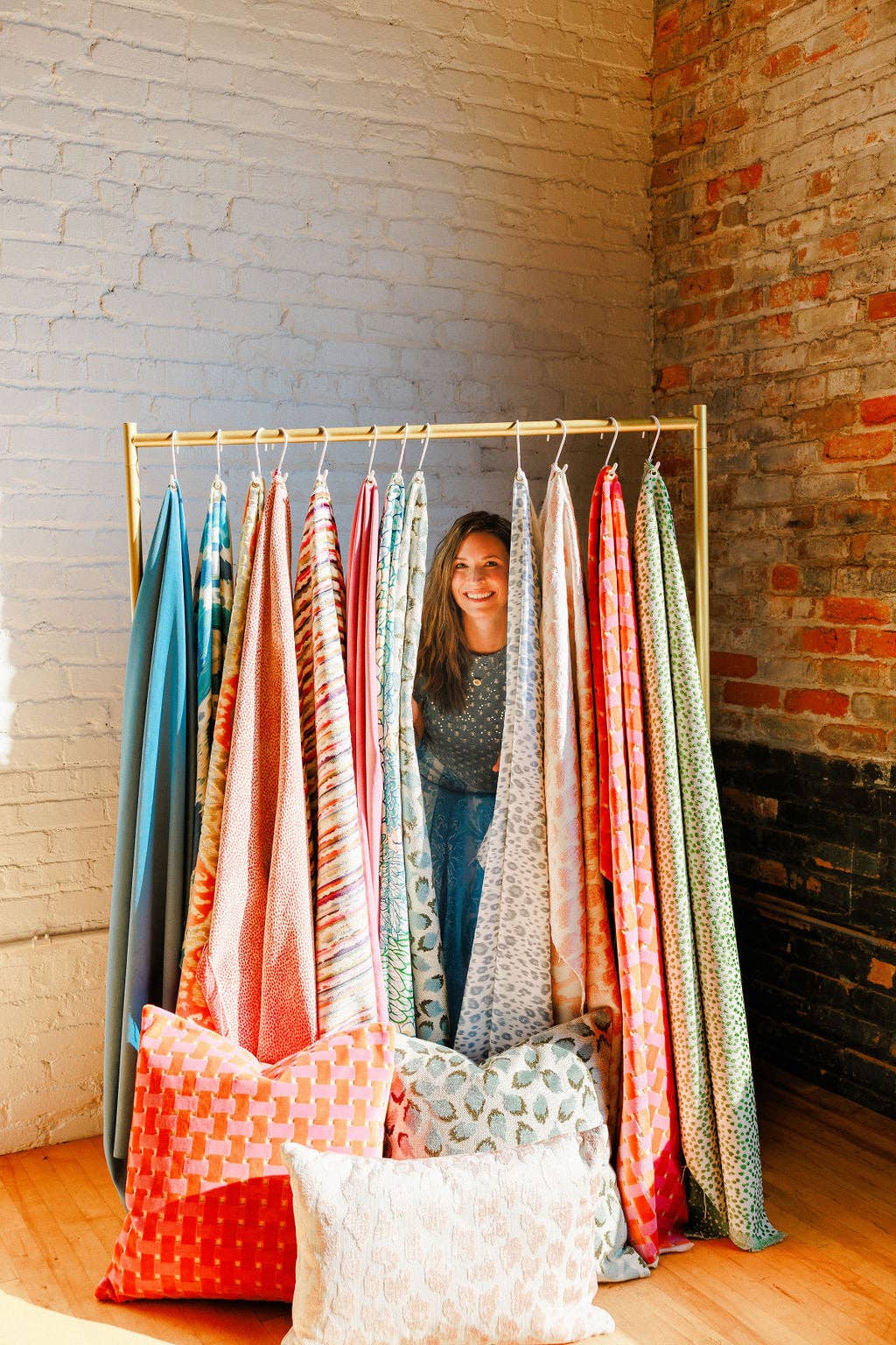 Lottie Mineral -Aqua & Green Spotted Cut Velvet Throw Pillow for wholesale on Faire11