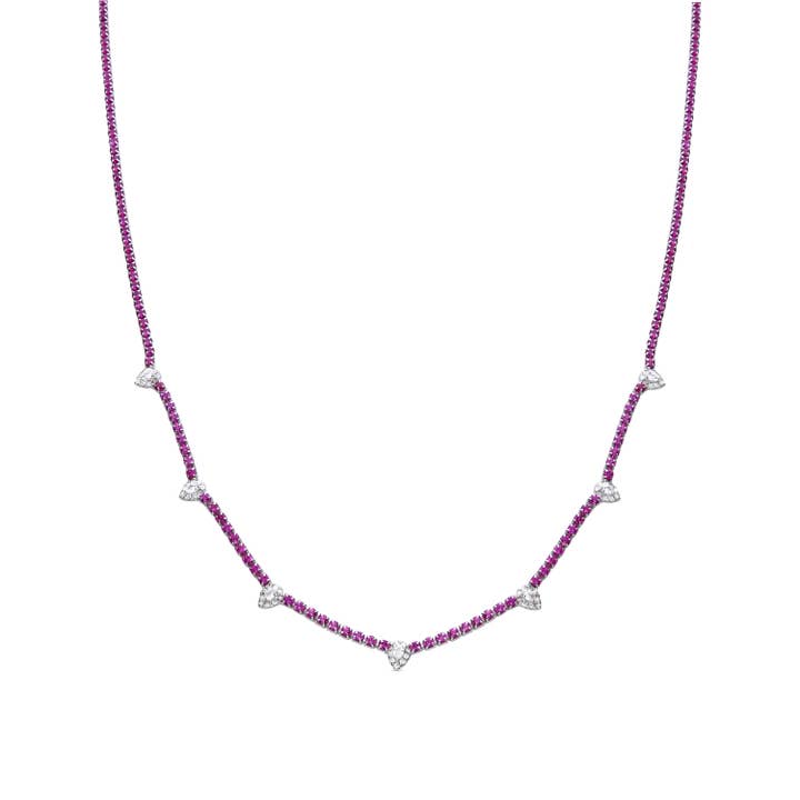 Collar Luxenter de Plata de Ley 925 con Circonita Rubí acabado en rodio - Silbil para venta al por mayor de Luxenter