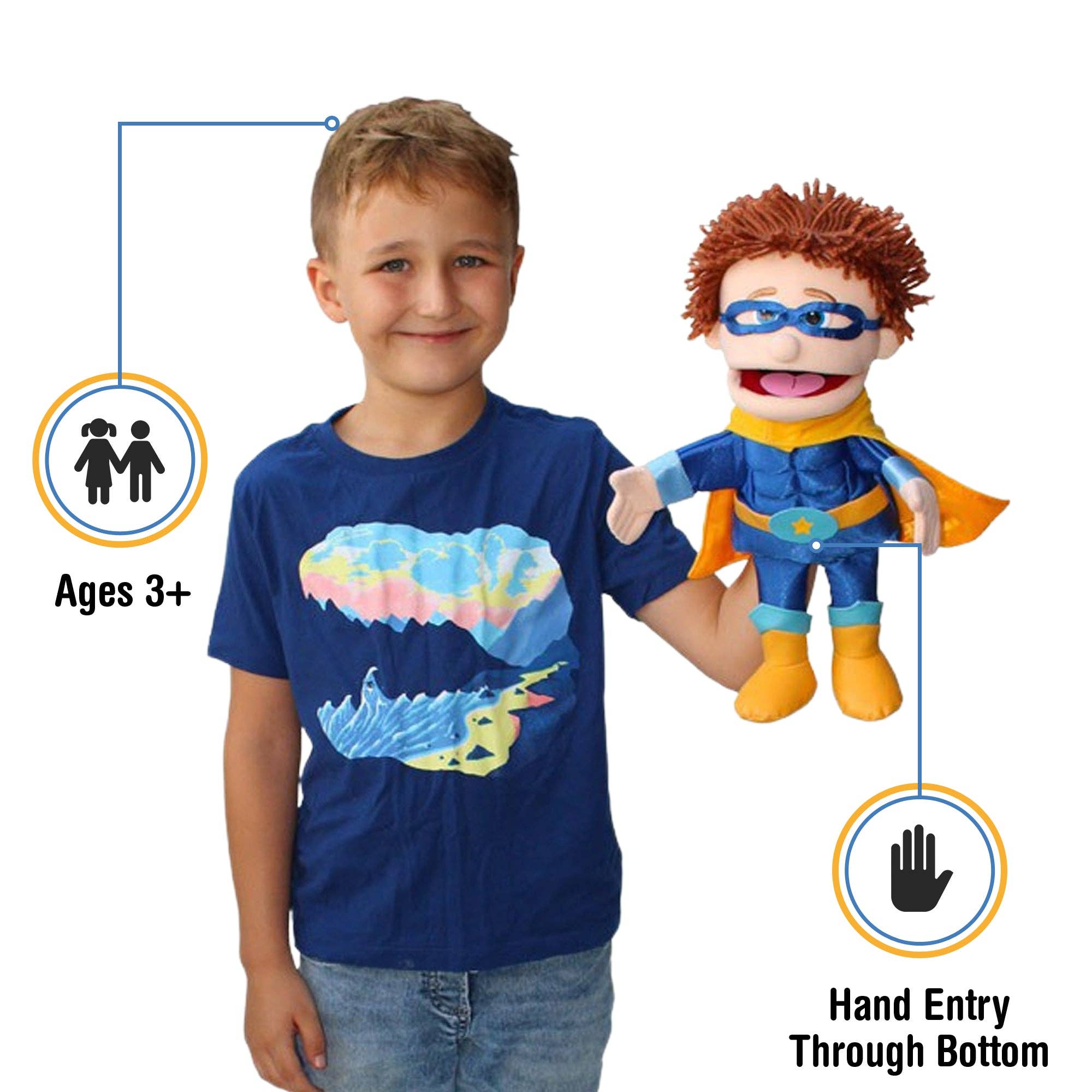 Silly Puppets - Wholesale Puppet - Kids & Baby - Silly Puppets Superhero, Boy, Peach Skin (14")1