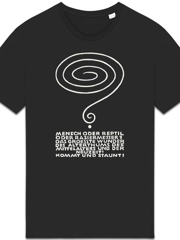 Variety Act 10: Man or Reptile or Razor? (Varietenummer 10: Mensch oder Reptil oder Rasiermesser?) by Moriz Jung, 1907 - T-Shirt for wholesale by Flashback Shop