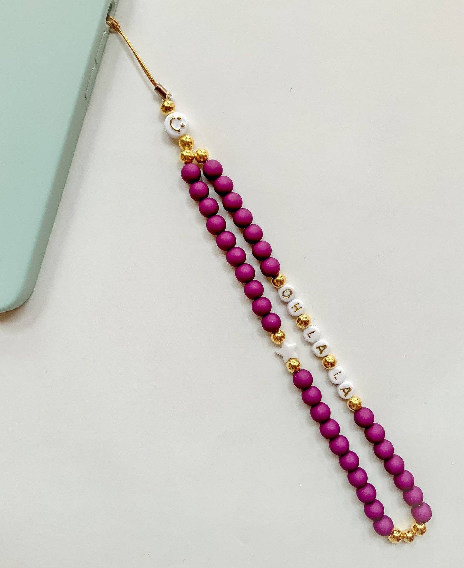 PetitAtelier0711 - Wholesale Phonecase Strap - Mobile phone necklace with pearls and smiley2