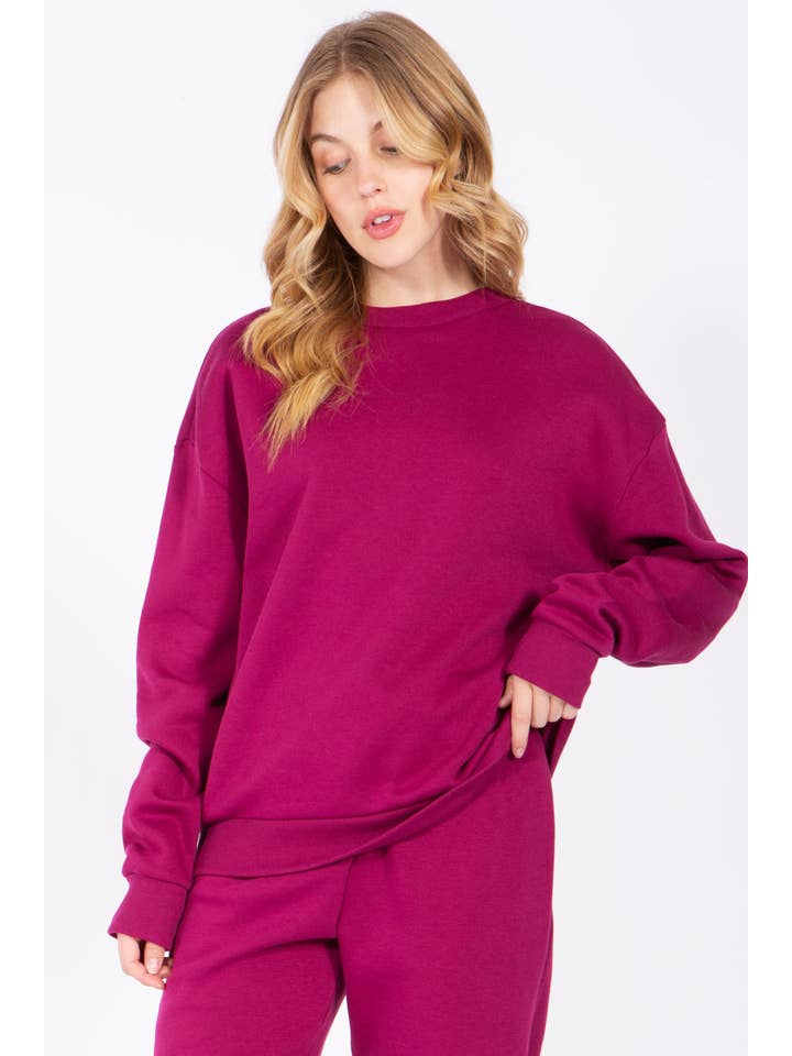 Color 5 - Wholesale Sweatshirt - Women's - Solid color fleece lined crew neck pull over sweat shirt7