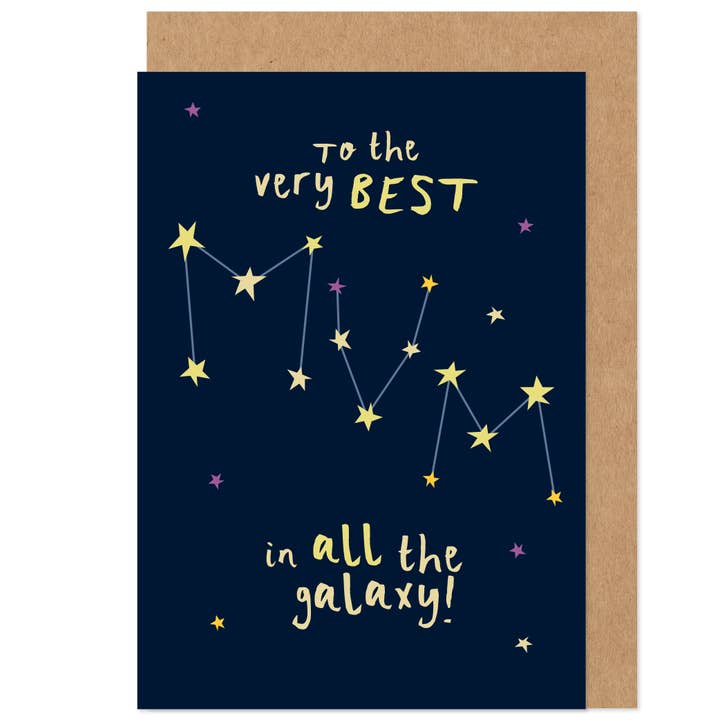 Best Mum In The Galaxy Stars Mother's Day Card for wholesale by Bow & Bell