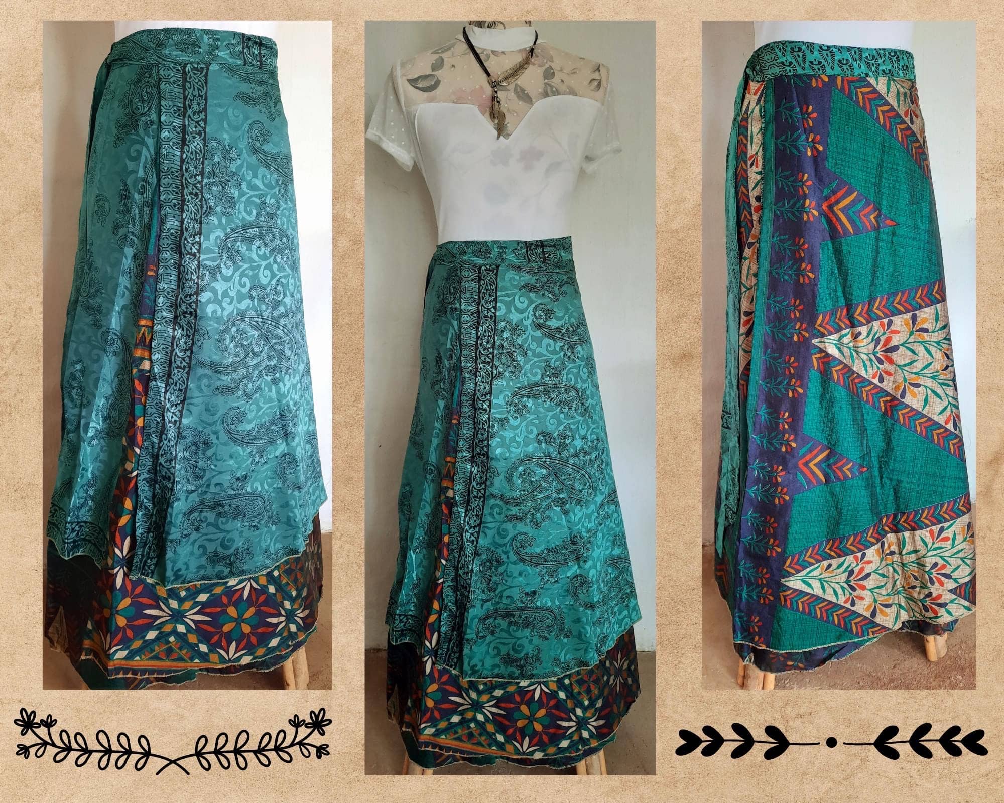 Meghcraft – wholesale Skirt – Women’s – Indian Vintage Silk Sari Wrap Skirt-Magic Wrap around skirt8