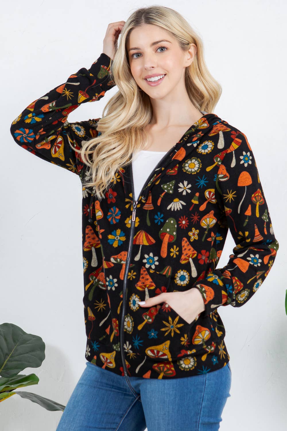 LA Soul - Wholesale Hoodie - Women's - Colorful Mushroom Zipper Hoodie4