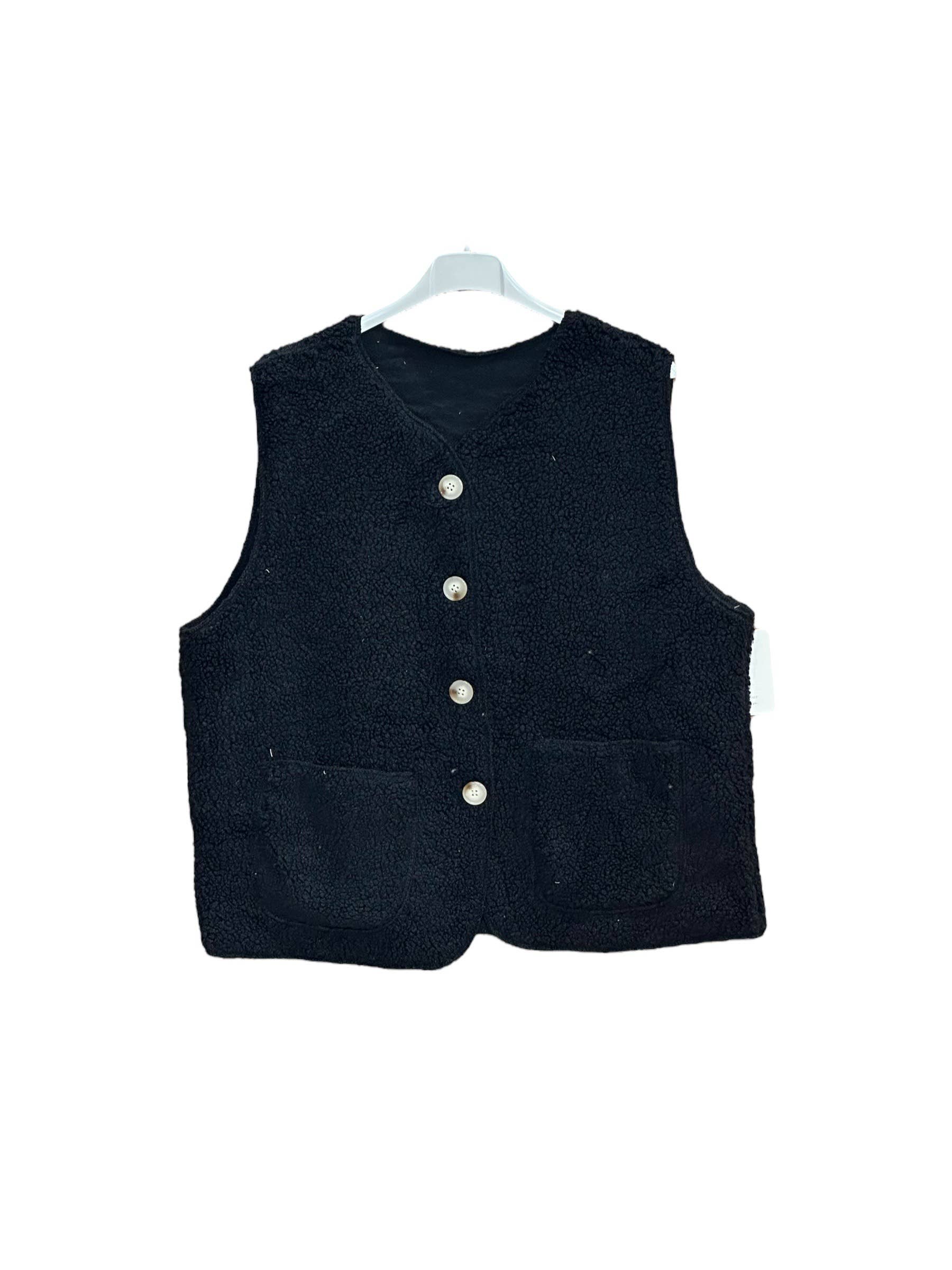 Moonsun - Venta al por mayor Chaleco de abrigo - Mujer - Chaleco sin mangas de piel de oveja con botones8