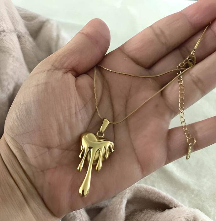 Wild & Free - Wholesale Halskettinghanger - Lava Hart Ketting in Roestvrij Staal2