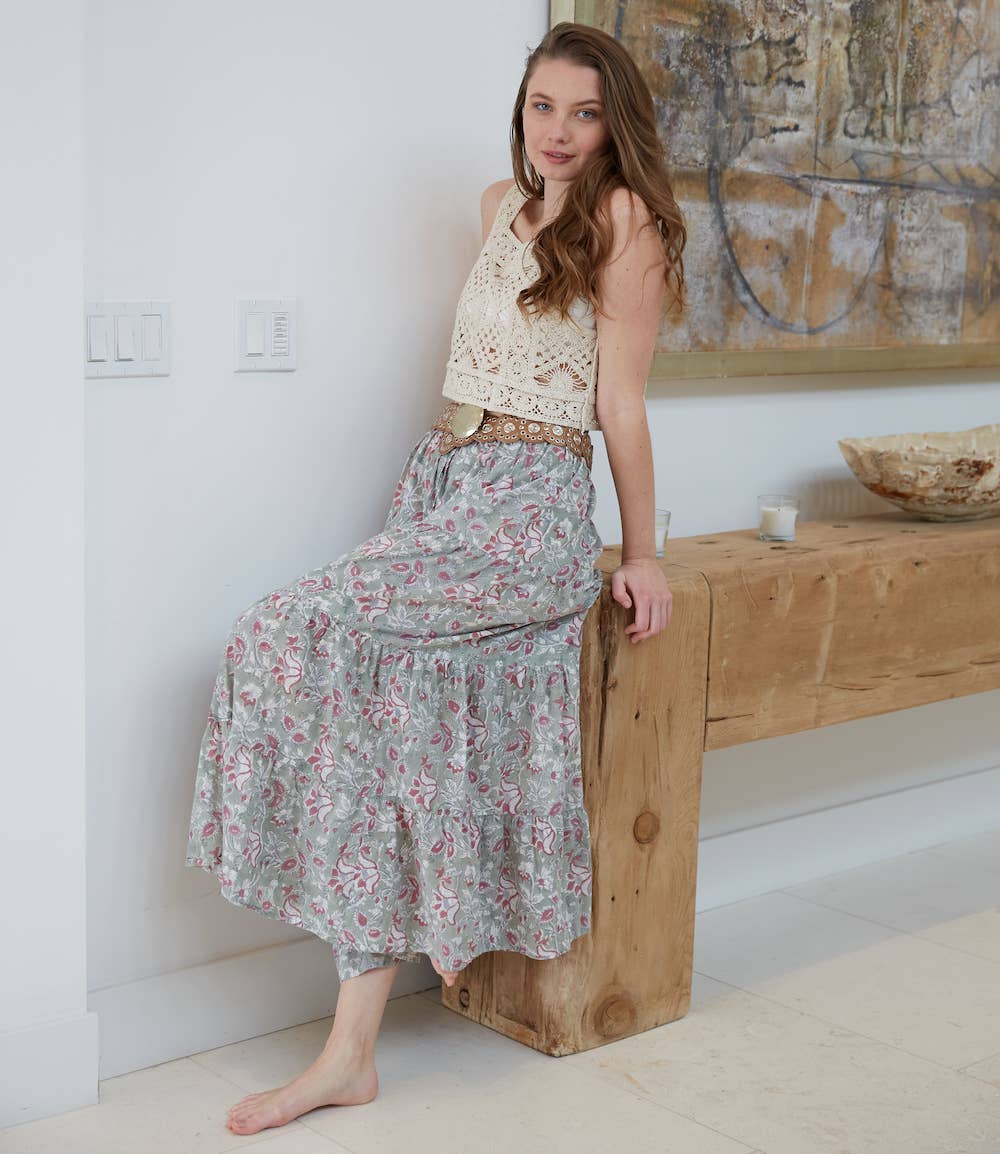 The Fox and The Mermaid - Wholesale Skirt - Women's - Block Printed Cotton Maxi Skirt (Radha)1