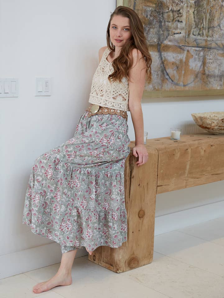 The Fox and The Mermaid - Wholesale Skirt - Women's - Block Printed Cotton Maxi Skirt (Radha)1