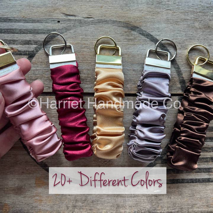 Harriet Handmade Co. - Wholesale Keychain - Women's - Satin Scrunchie Wristlet Keychain -- 20+ Colors!