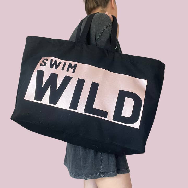 the Cornish studio – Engroshandel Tote bag - Dame – Jumbo Swim Wild Taske - Sort/Rose Gold