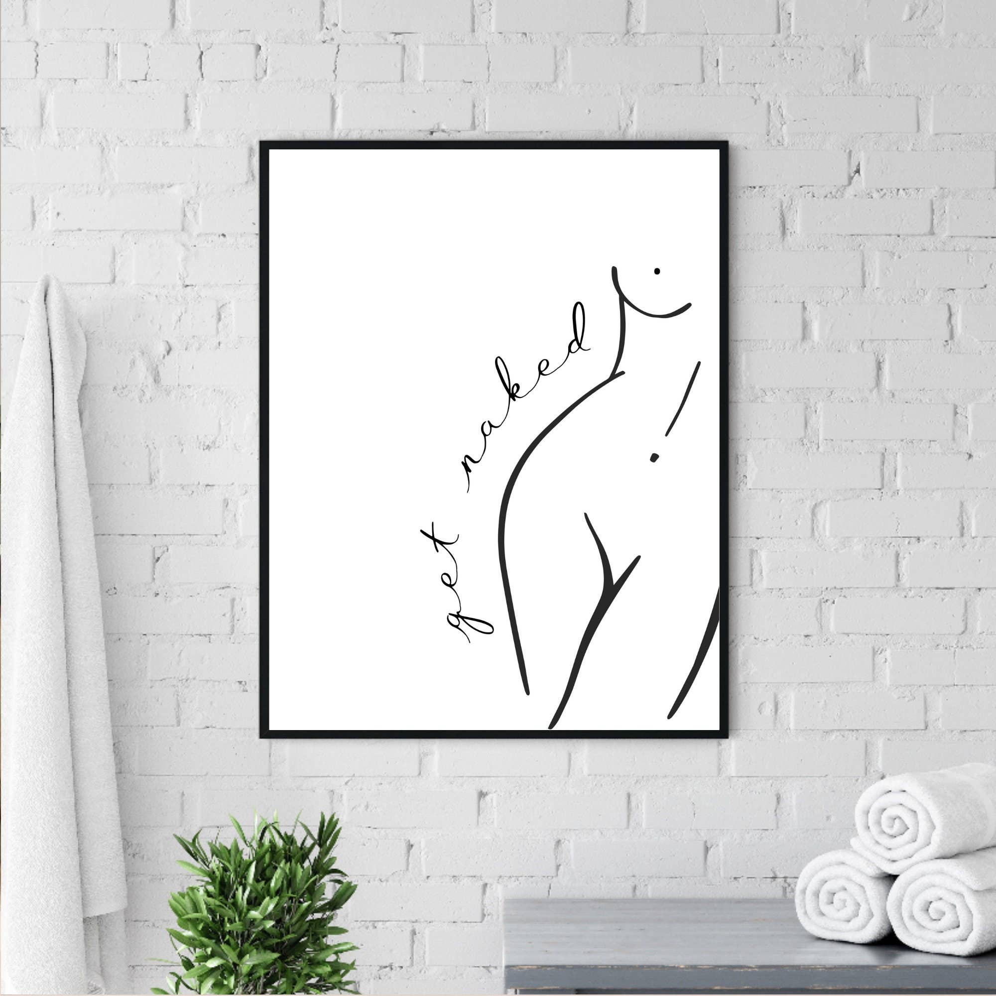PRINTD image - Wholesale Art Print - Female Body Line Art Print, Bathroom Prints, Bathroom Prints